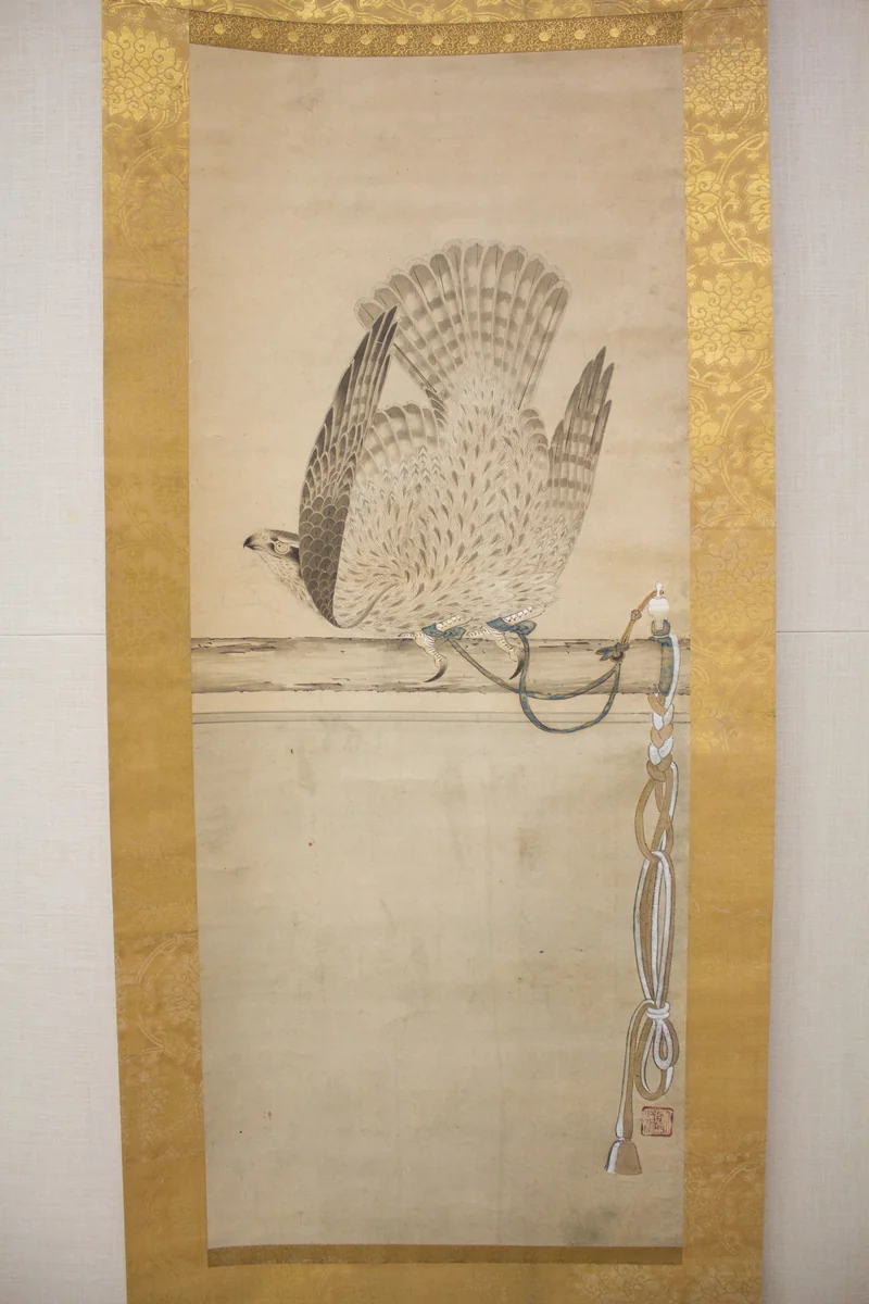 Hunting Hawk on Perch by Soga Chokuan, painting, 1767-1833
