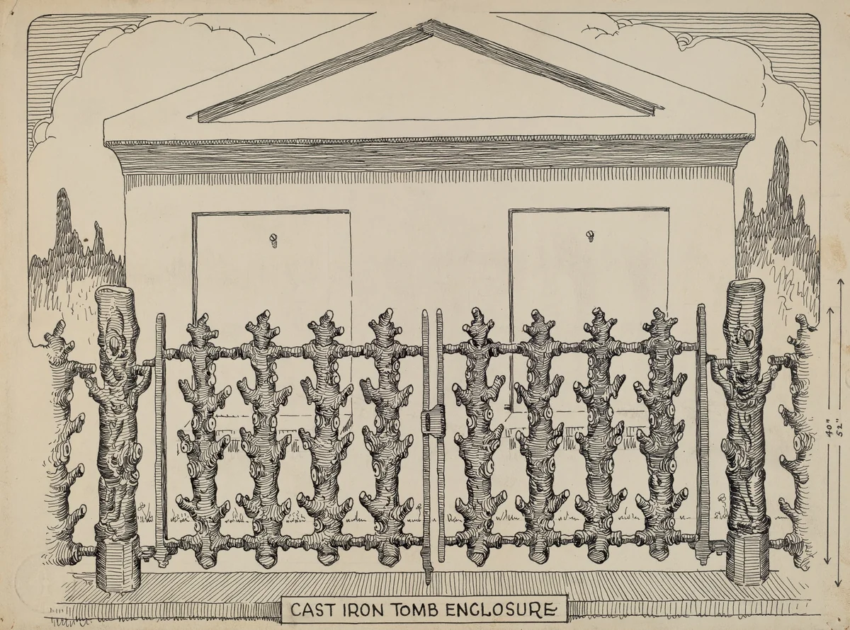 Iron Fence around Tomb by Thomas Byrne, index of american design, 1936