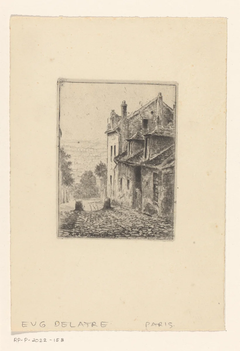 Rue du Mont Cenis (Parijs), omlaag kijkend by Eugène Delâtre, print, 1891