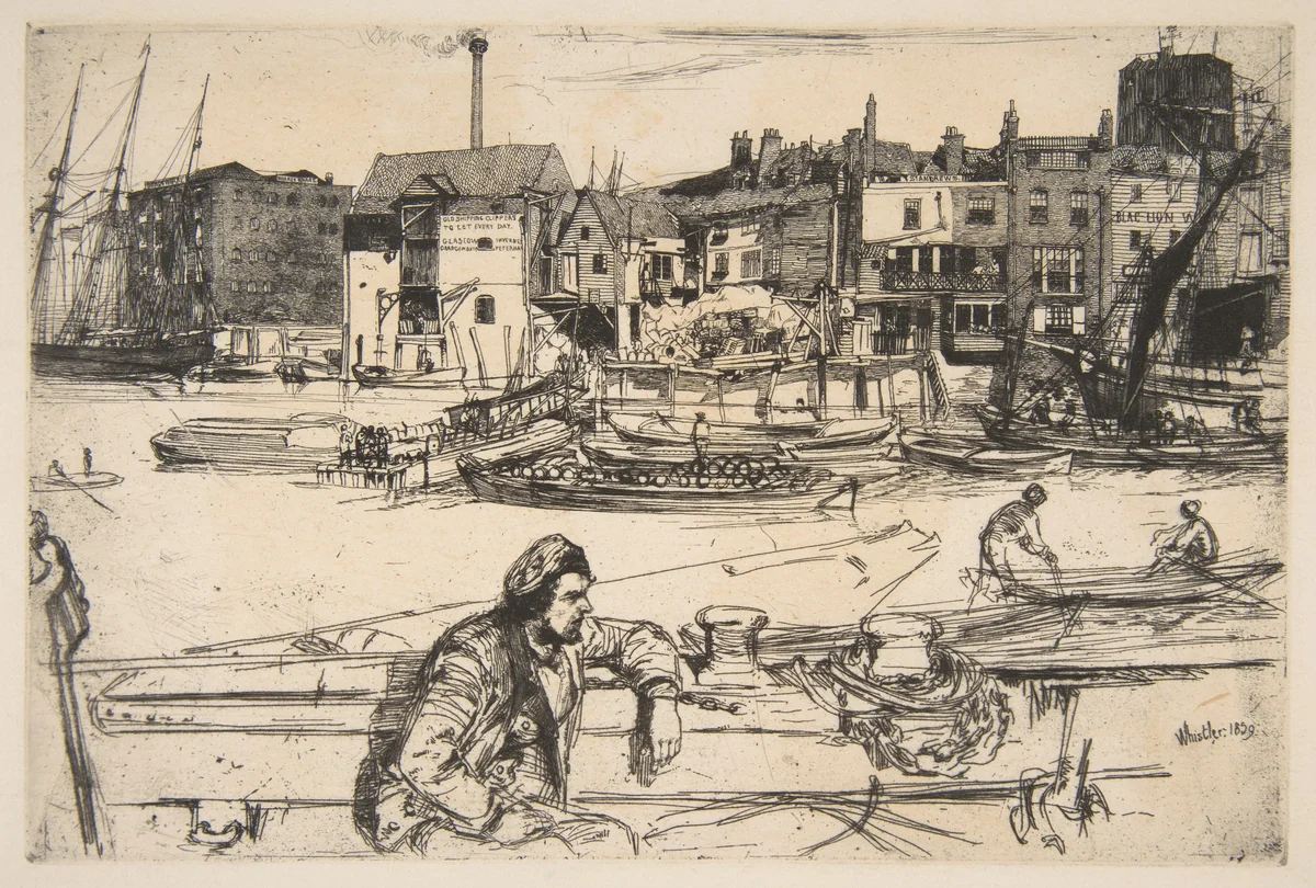 Black Lion Wharf by James McNeill Whistler, print, 1859