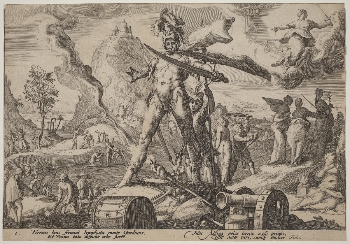 The Age of Iron by Hendrick Goltzius, print, 1590-1690