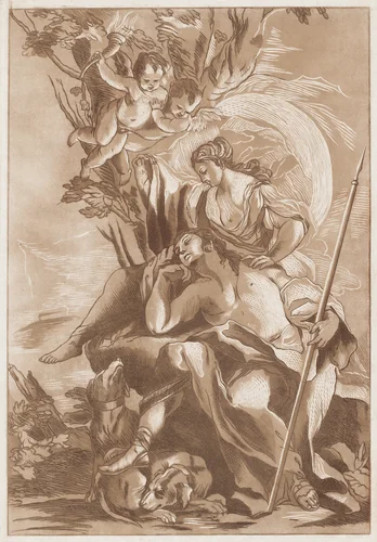 Diana and Endymion by François-Philippe Charpentier; Nicolas Le Sueur; Sebastiano Conca, print, 1763