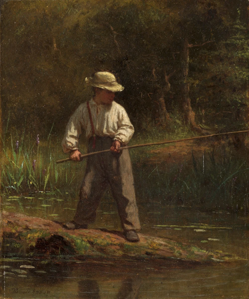 Boy Fishing by Eastman Johnson, painting, 1860-1869