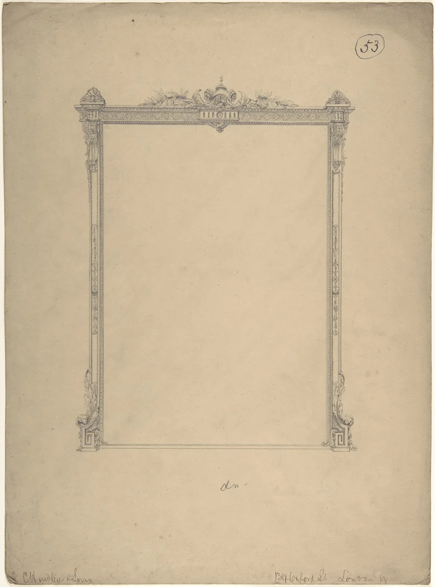 Design for a Frame by Charles Hindley and Sons, drawing, 1841-1884
