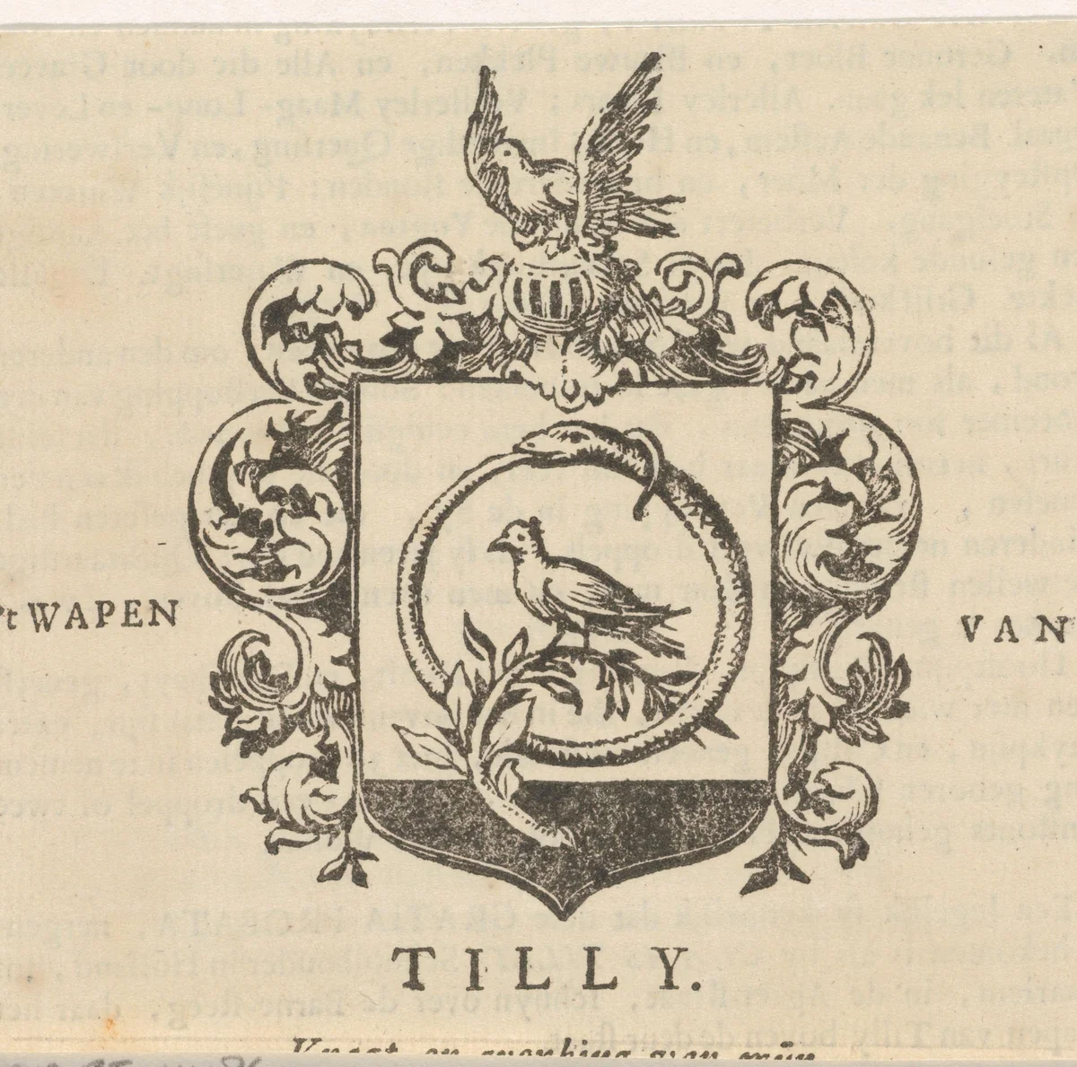 Vignet met het wapen van C. de Koning Tilly Haarlemmerolie by Isaac Vincentsz. van der Vinne, print, 1681-1740