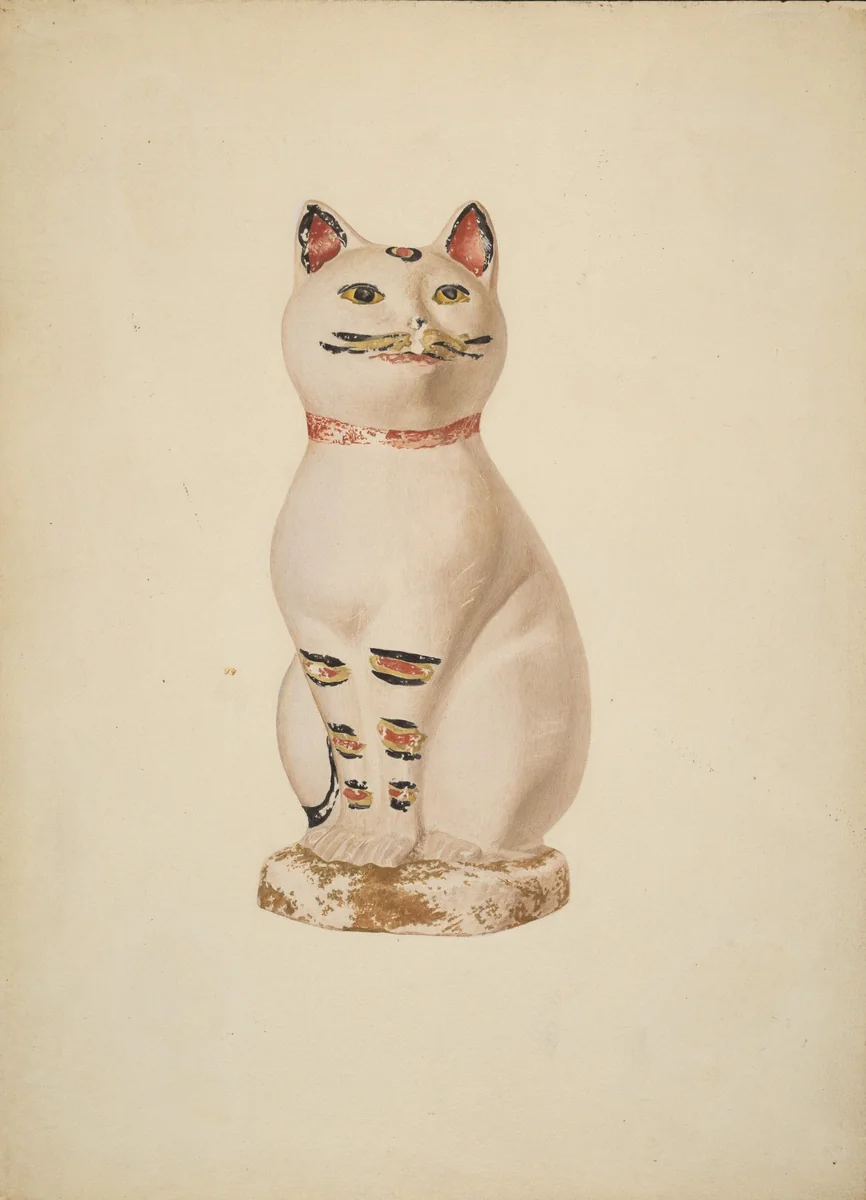 Chalkware Cat by Betty Fuerst, index of american design, 1940
