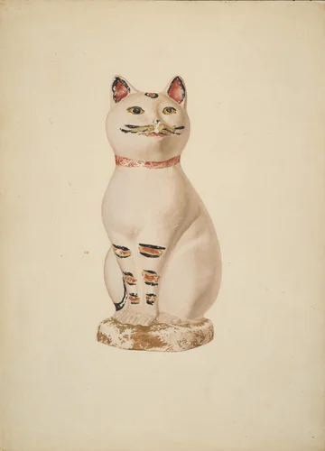 Chalkware Cat by Betty Fuerst, index of american design, 1940