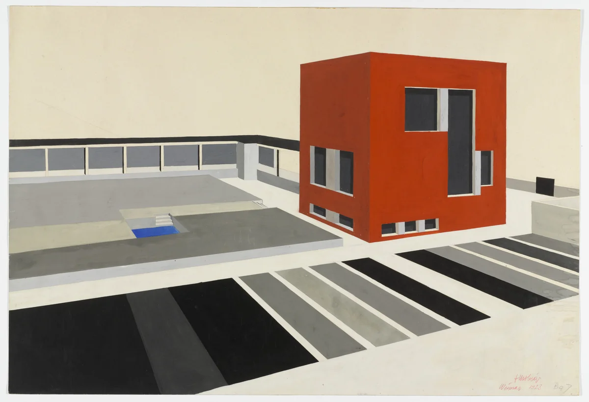 Project for a single-family house, Der rote Würfel (The red cube) by Farkas Molnár, architecture, 1923