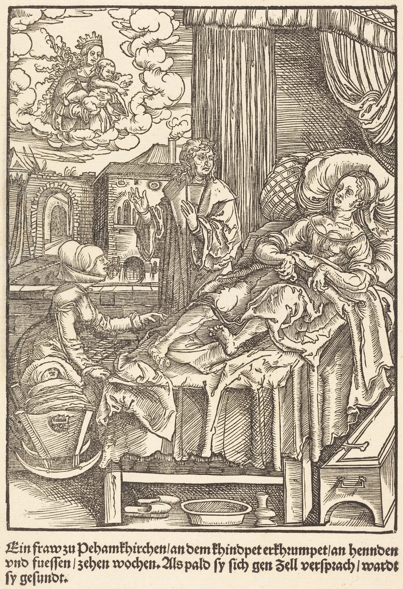 Ein fraw zu Peham Kirchen ... by Master of the Miracles of Mariazell, print, 1503