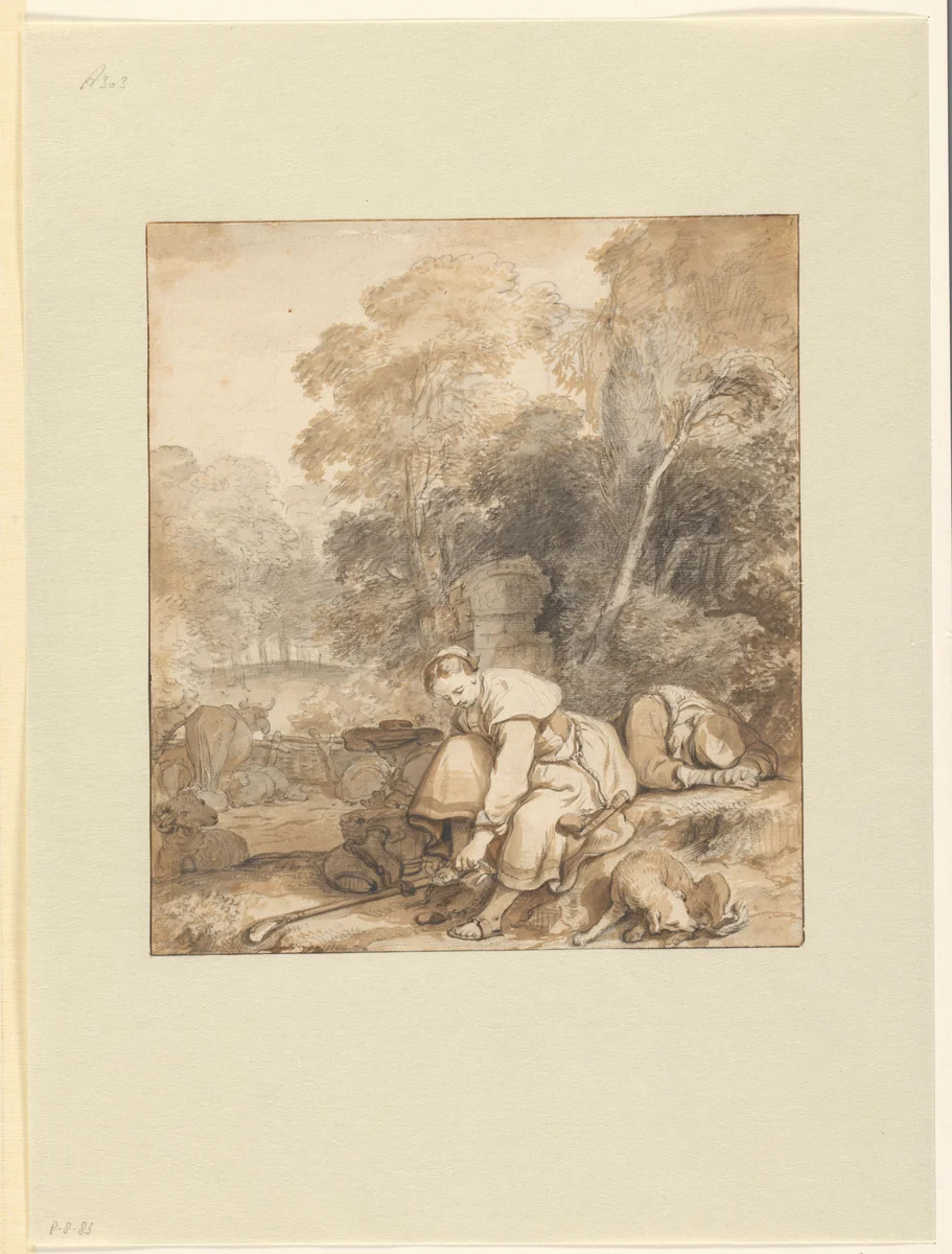 Pastoral Idyll by Gerbrand van den Eeckhout, drawing, 1650-1653
