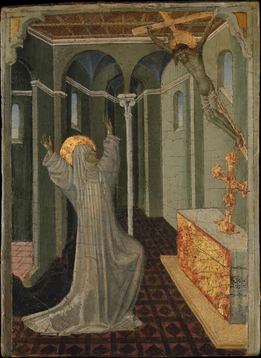 Saint Catherine of Siena Receiving the Stigmata by Giovanni di Paolo, painting, 1443-1468