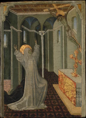 Saint Catherine of Siena Receiving the Stigmata by Giovanni di Paolo, painting, 1443-1468