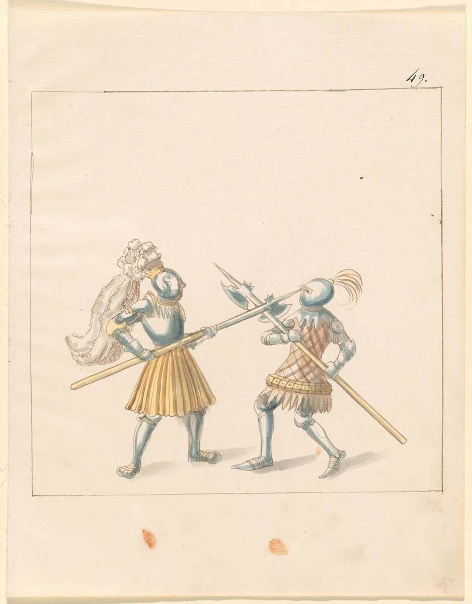 Foot Combat with Halberds by German 16th Century, drawing, 1515
