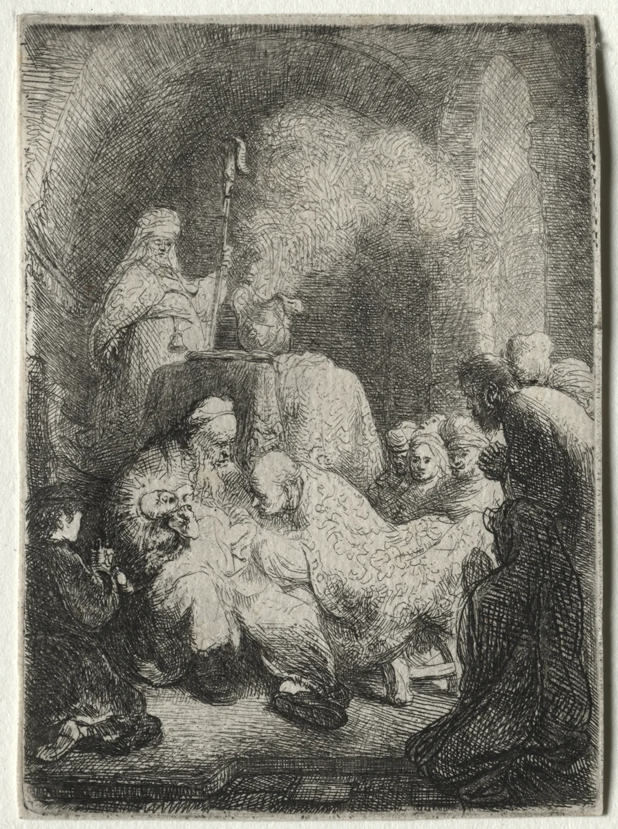 The Circumcision: Small Plate by Rembrandt van Rijn, print, 1625-1635