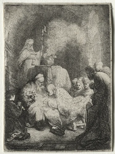 The Circumcision: Small Plate by Rembrandt van Rijn, print, 1625-1635