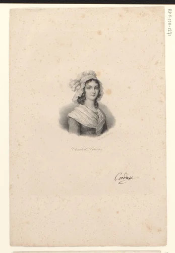 Portret van Charlotte Corday d'Armont by anonymous, print, 1818-1842