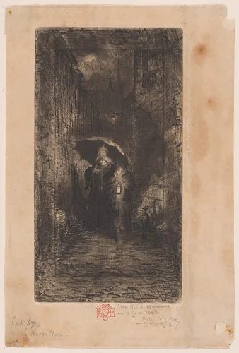 Midnight Revel (Le Réveillon) by Félix Hilaire Buhot, print, 1847-1898