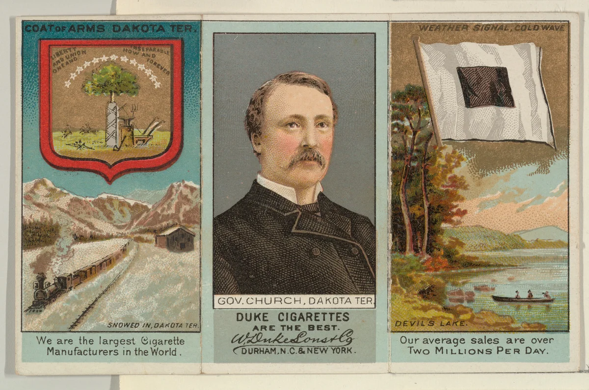 Governor Church, Dakota Territory, from "Governors, Arms, Etc." series (N133-2), issued by Duke Sons & Co. by W. Duke, Sons & Co., print, 1885-1892