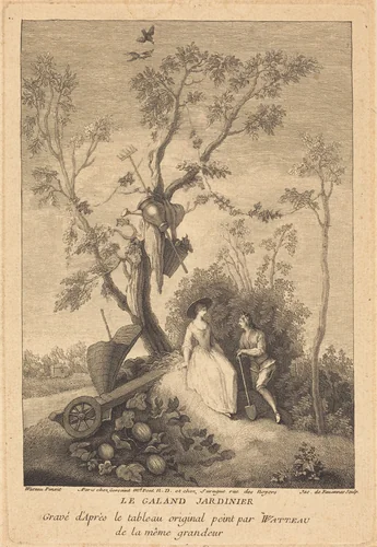 Le Galand Jardinier (The Gallant Gardener) by Jacques de Favanne; Antoine Watteau, print, 1716-1770