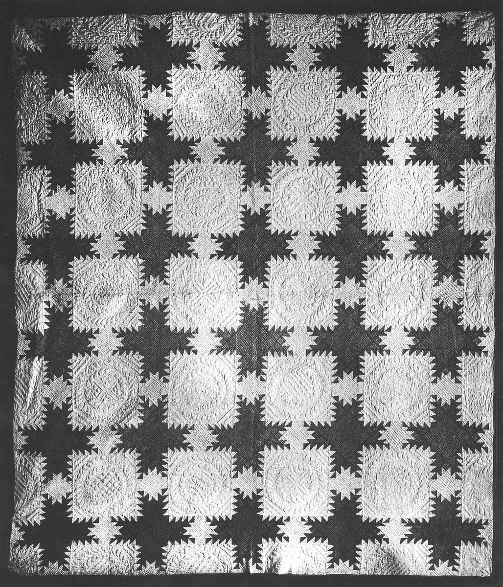 Bedcover (Feather-Edged Star Quilt) by Nancy Margaret Mooney, textile, 1880