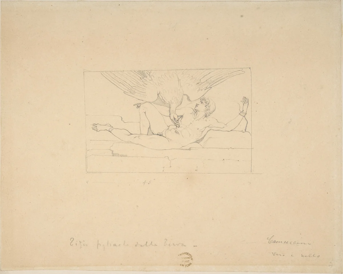 Prometheus (or Tityus) by Vincenzo Camuccini, drawing, 1771-1844