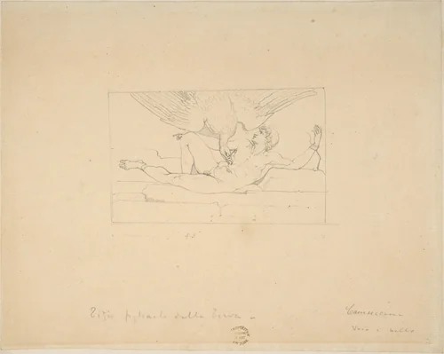 Prometheus (or Tityus) by Vincenzo Camuccini, drawing, 1771-1844