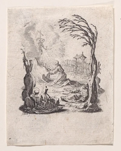 Jésus au Jardin des Oliviers (Jesus in the Garden of Olives), from "La Petite Passion" (The Little Passion) by Jacques Callot, print, 1624-1625