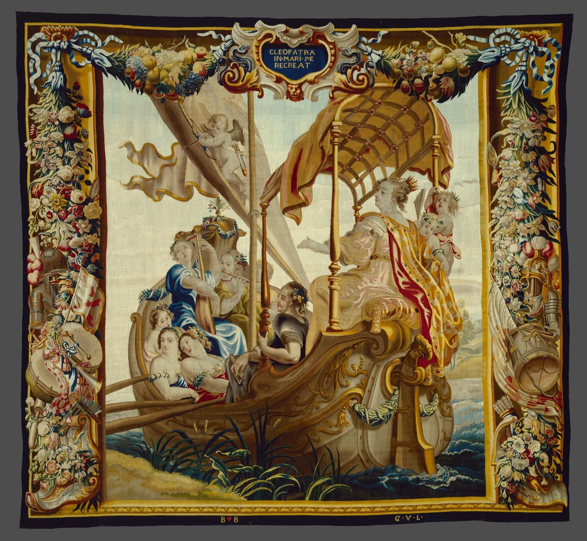Cleopatra Enjoys Herself at Sea from The Story of Cleopatra by Justus van Egmont, textile, 1675-1685