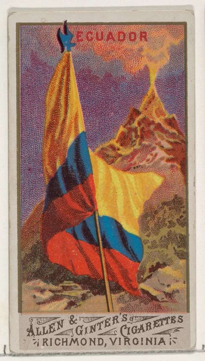 Ecuador, from Flags of All Nations, Series 1 (N9) for Allen & Ginter Cigarettes Brands by Allen & Ginter, print, 1887