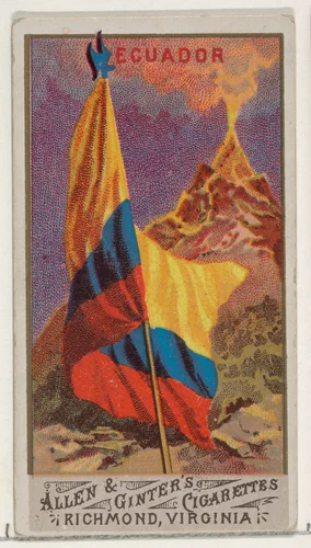 Ecuador, from Flags of All Nations, Series 1 (N9) for Allen & Ginter Cigarettes Brands by Allen & Ginter, print, 1887