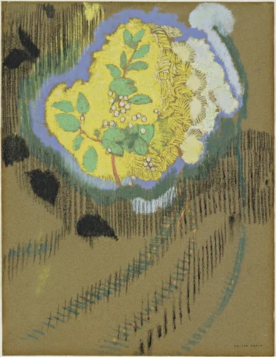 Yellow Flowers by Odilon Redon, drawing, 1912