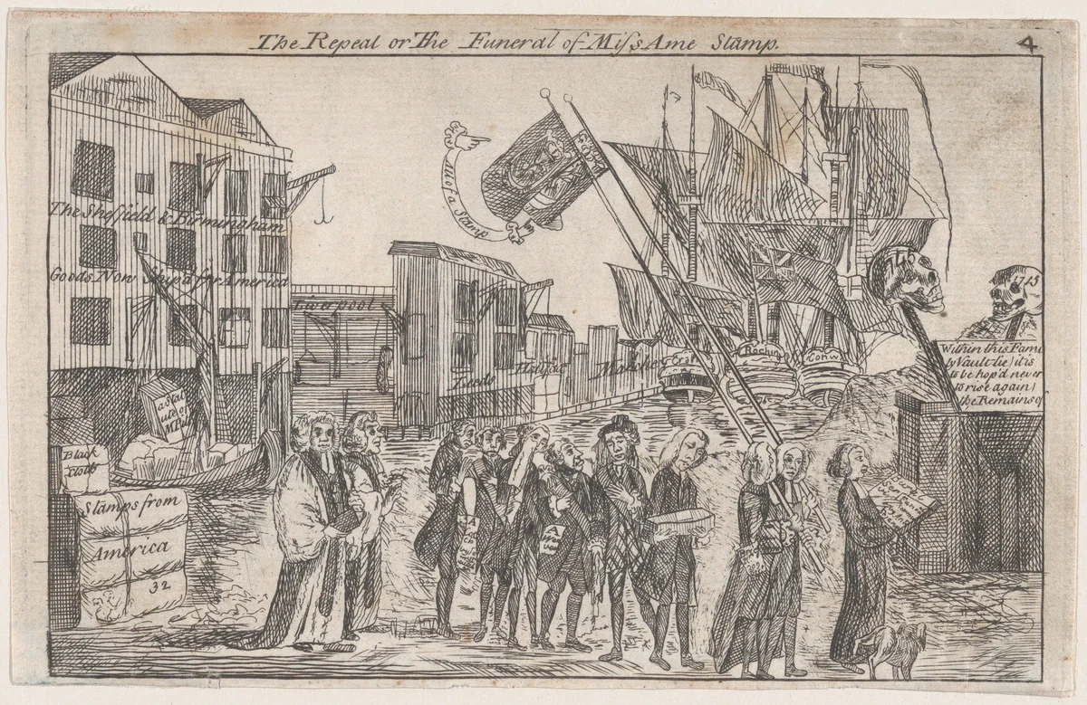The Repeal, or the Funeral of Miss Ame Stamp by anonymous, print, 1766