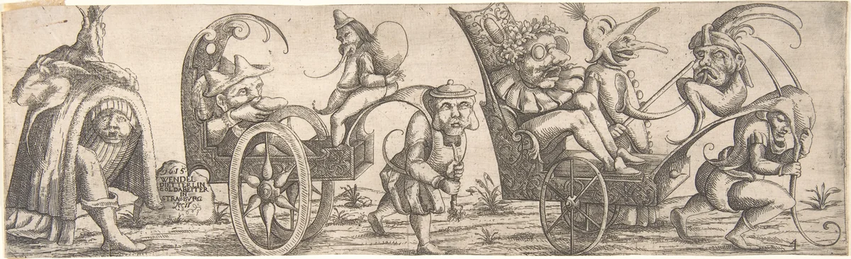 Procession of Monstrous Figures by Wendel Dietterlin, print, 1615