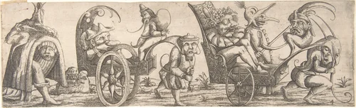 Procession of Monstrous Figures by Wendel Dietterlin, print, 1615