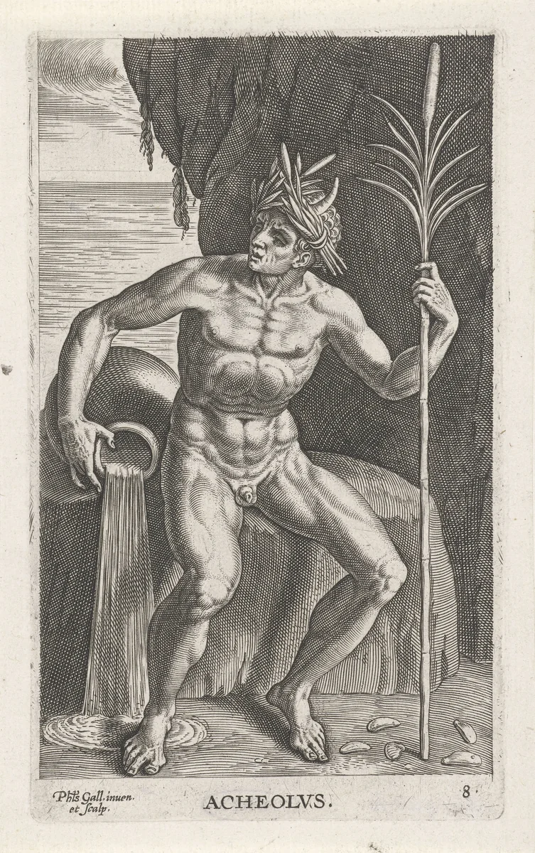 Zeegod Achelous by Unknown, print, 1586