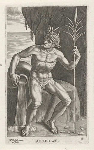 Zeegod Achelous by Unknown, print, 1586