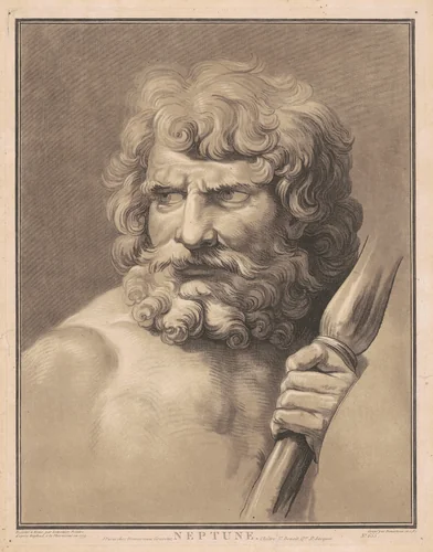 Neptune by Gilles-Antoine Demarteau; Anicet-Charles-Gabriel Lemonnier; Raphael, print, 1787