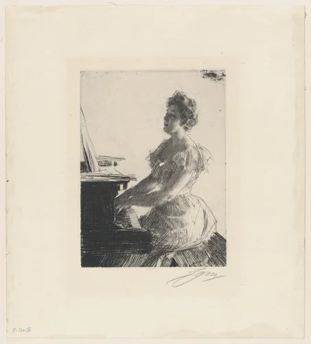 At the Piano by Anders Zorn, print, 1900