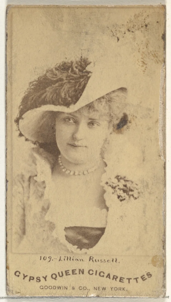 Lillian Russell, from the Actors and Actresses series (N171) for Gypsy Queen Cigarettes by Goodwin & Company, photograph, 1886-1890