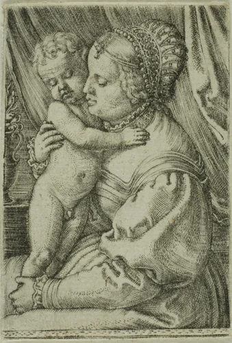 The Virgin with Child and Vase by Barthel Beham, print, 1520-1540