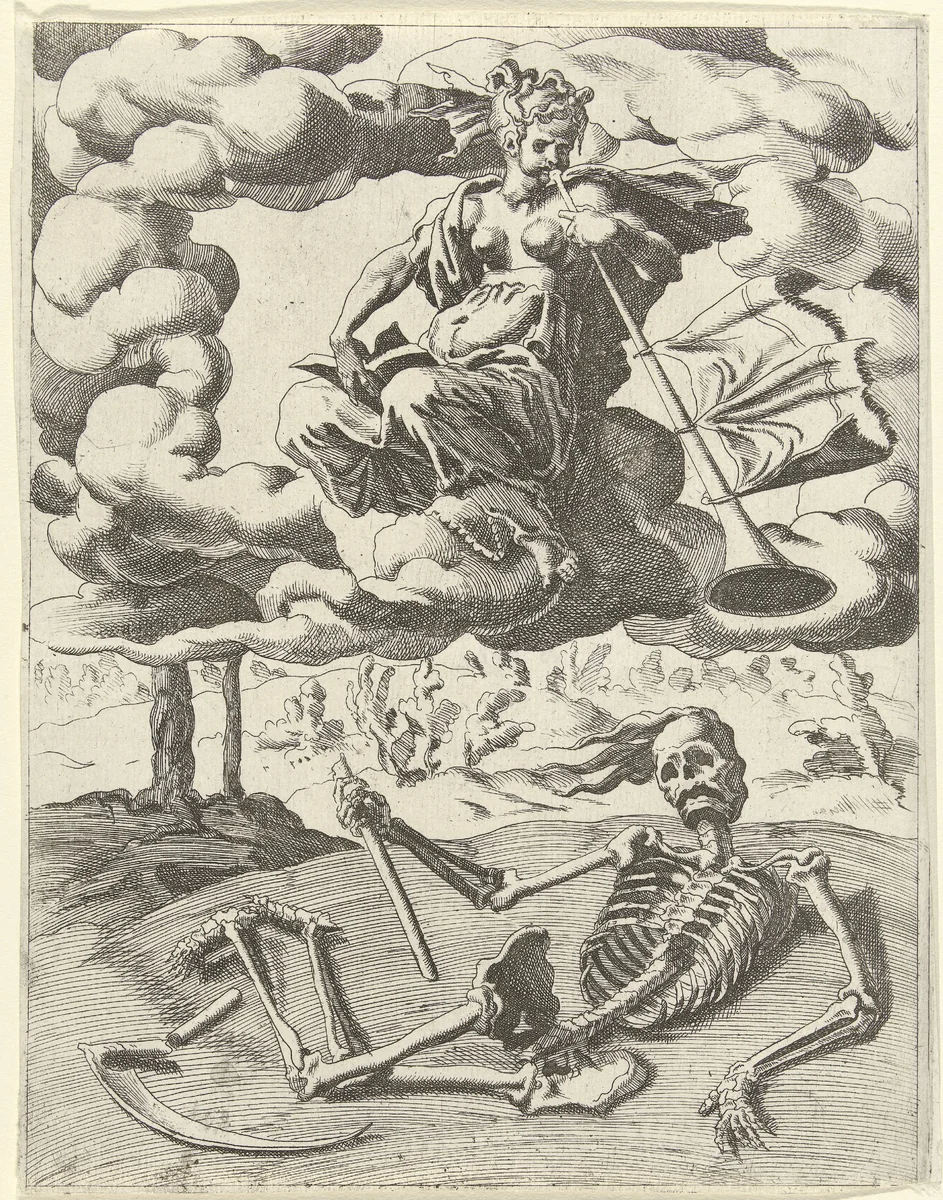 Roem overwint de dood by Unknown, print, 1532-1590