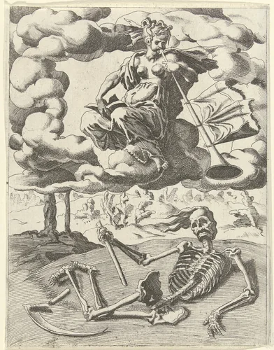 Roem overwint de dood by Unknown, print, 1532-1590