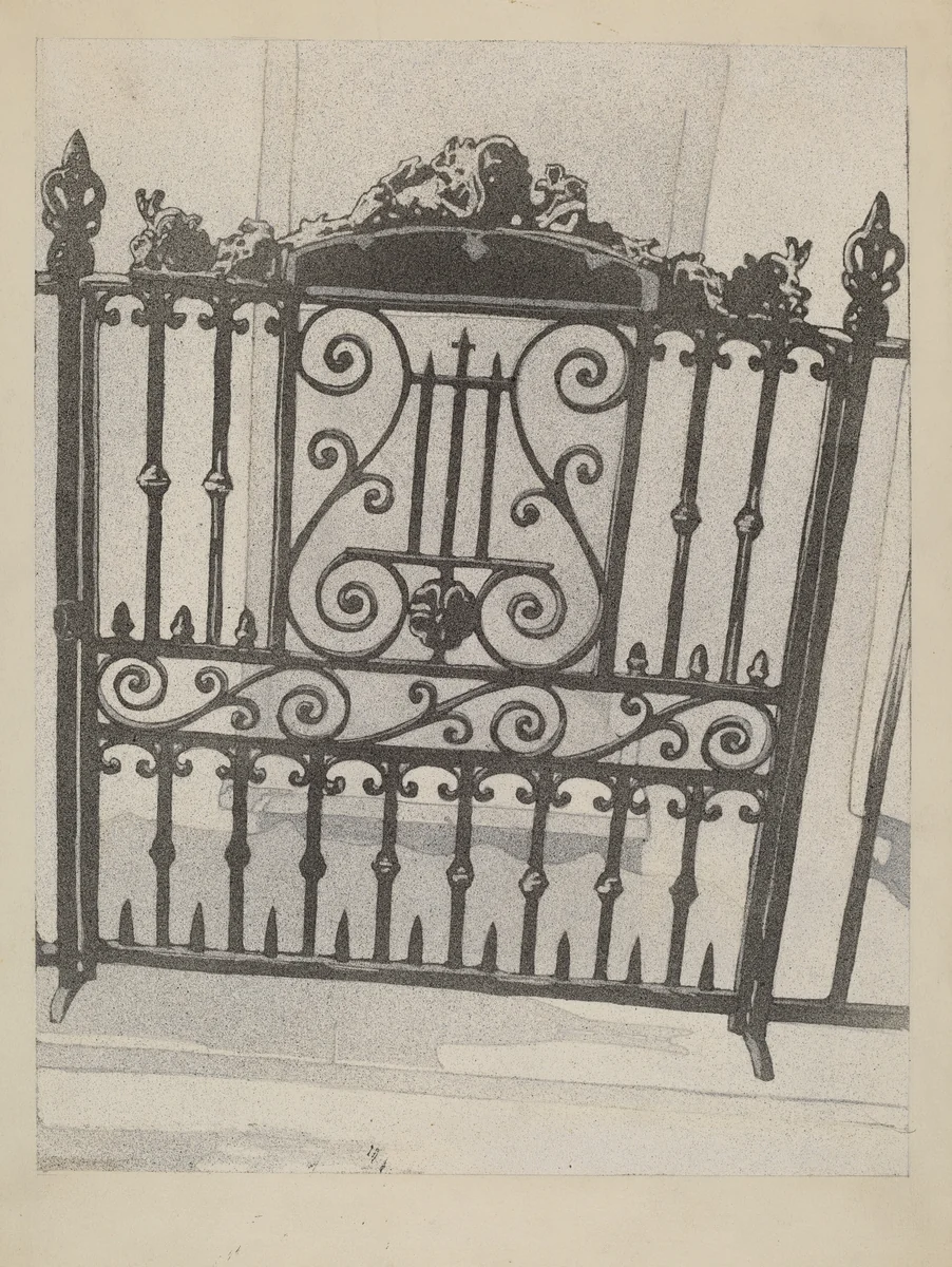 Cast and Wrought Iron Gate by Aurelia Arbo, index of american design, 1936