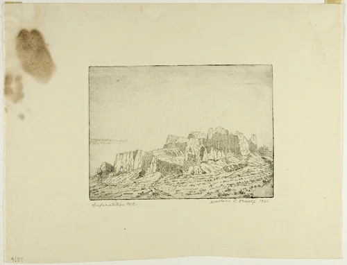 Superstition Mountain by Wallace DeWolf, print, 1921