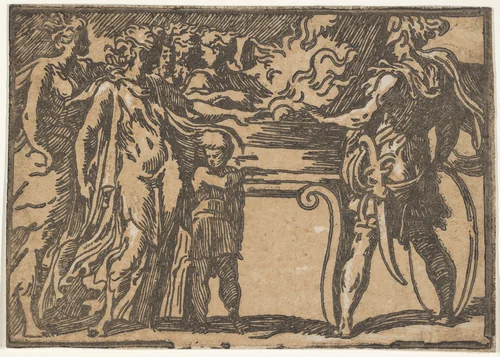The Sacrifice, or Mucius Scaevola by Parmigianino, print, 1500-1600