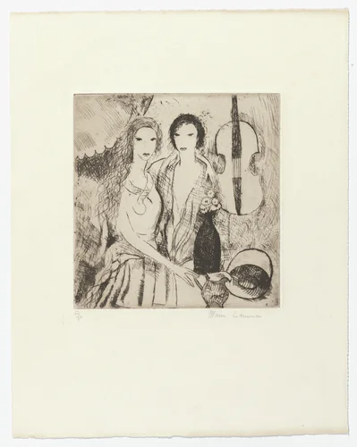 Girls with Violin-Cello (Jeunes filles au violoncelle) by Marie Laurencin, print, 1923