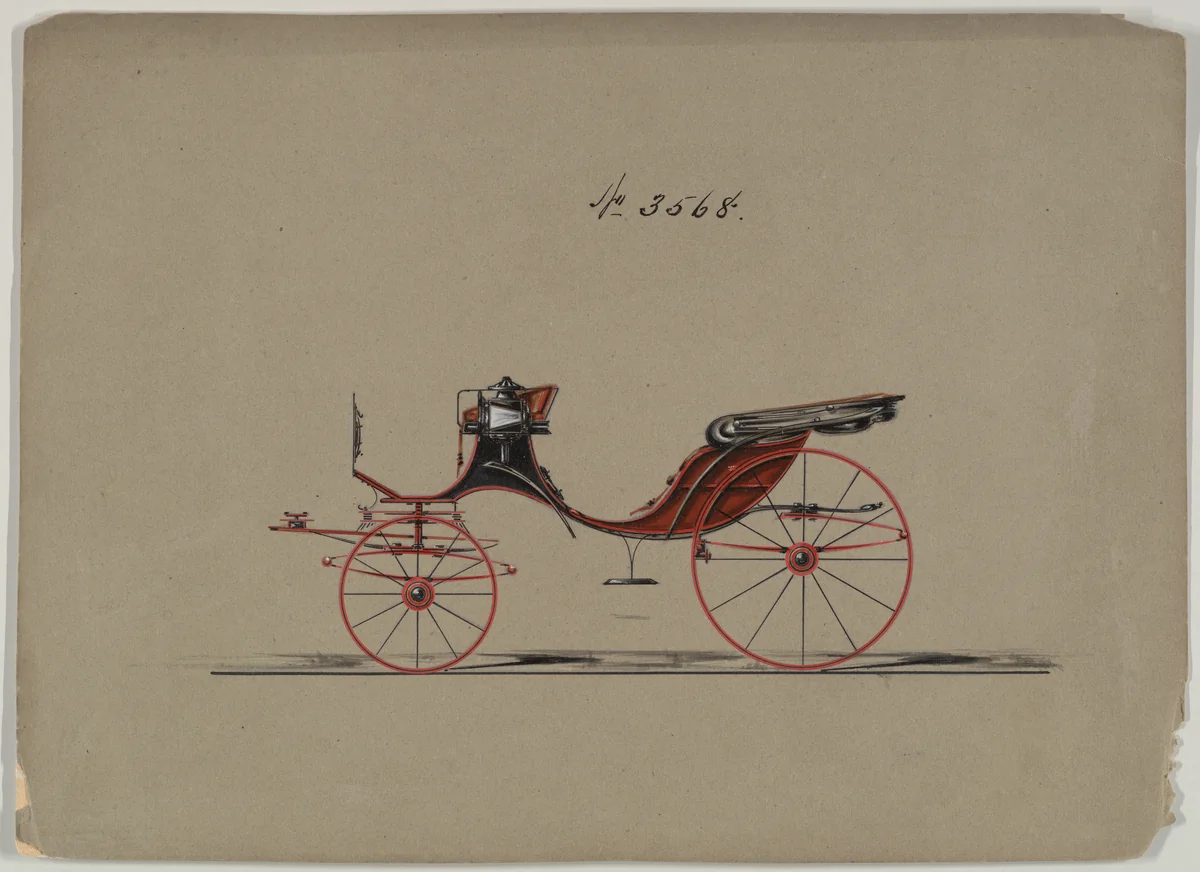 Design for Cabriolet or Victoria, no. 3568 by Brewster & Co., drawing, 1880
