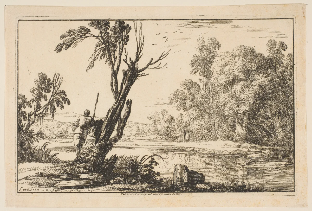Man Seen From Behind by Laurent de La Hyre, print, 1640