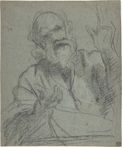 Study of an Old Man by Giacomo Cavedone, drawing, 1577-1660