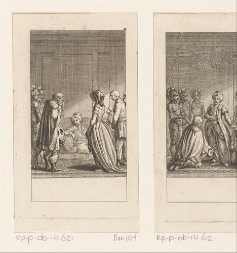 Franz von Veltheim treurt om zijn dochter Adelheid by Daniel Nikolaus Chodowiecki, print, 1783